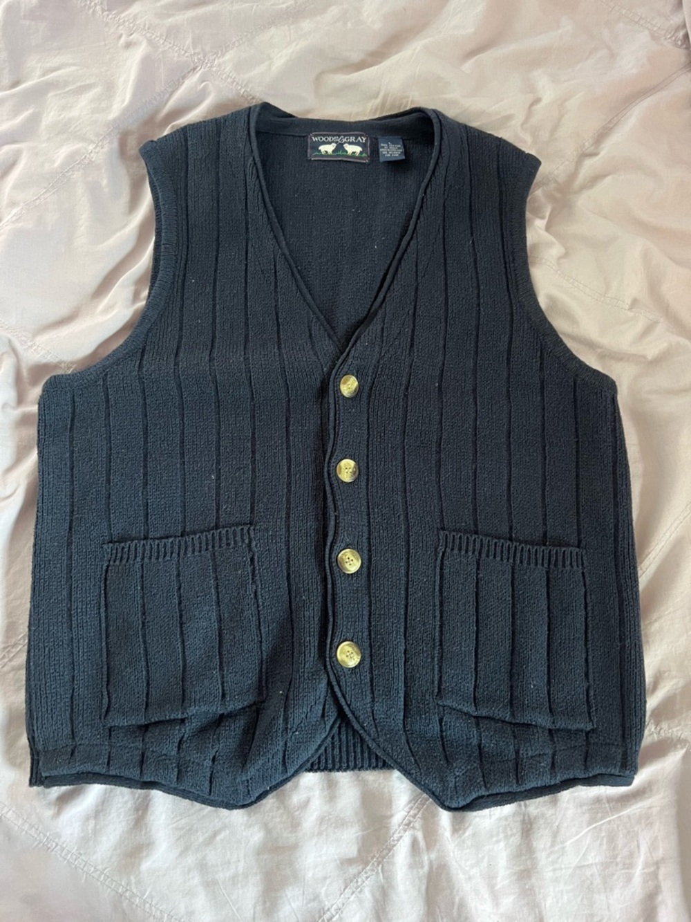 Woods & Gray Black Cotton Sweater Vest - Large